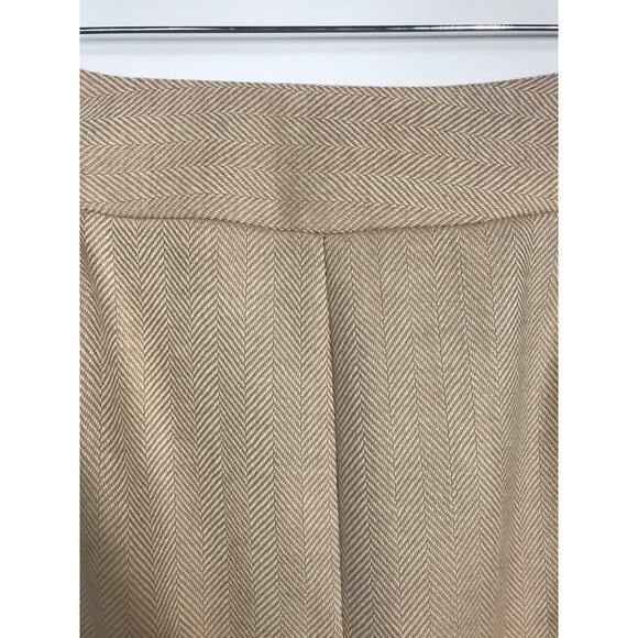 New J. McLaughlin Women's 8 Tan Herringbone Wool Sail Skirt Office Timeless - Picture 6 of 10